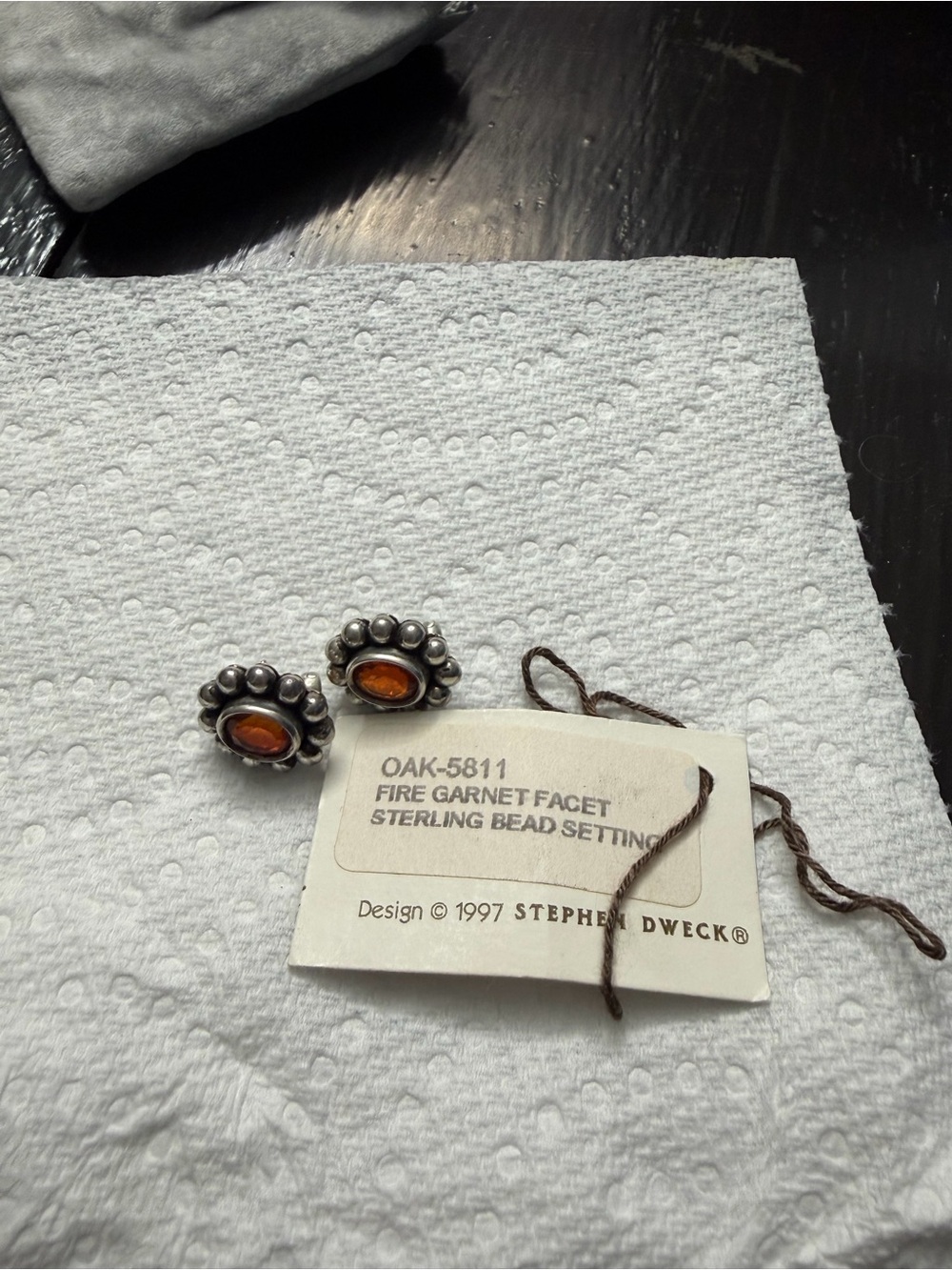 Stephen Dweck Sterling Fire Garnet Stud Earrings - Amber Orange